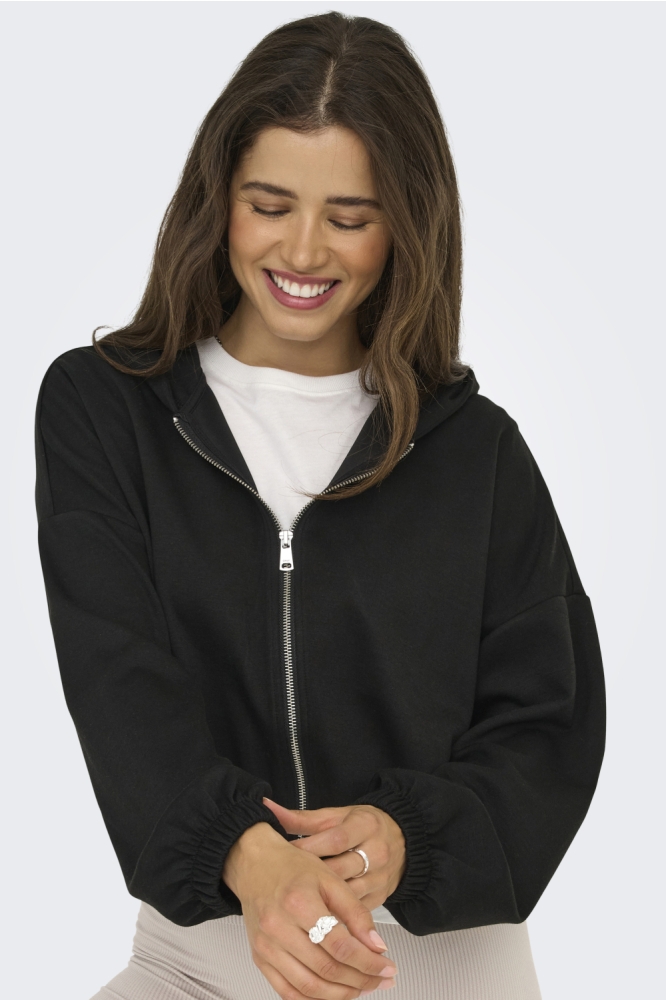 ONLSCARLETT LIFE LS ZIP HOOD SWT NO 15346449 BLACK